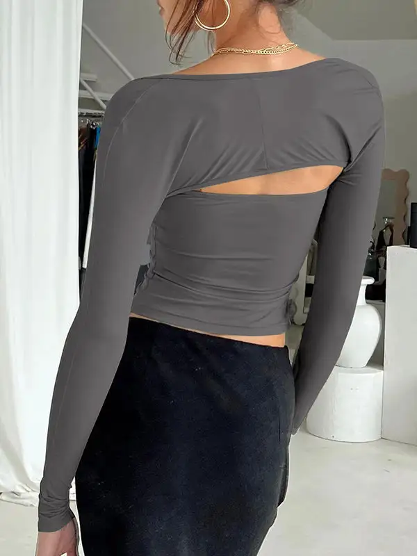Long Sleeve Slim Fit Collarless T-Shirt