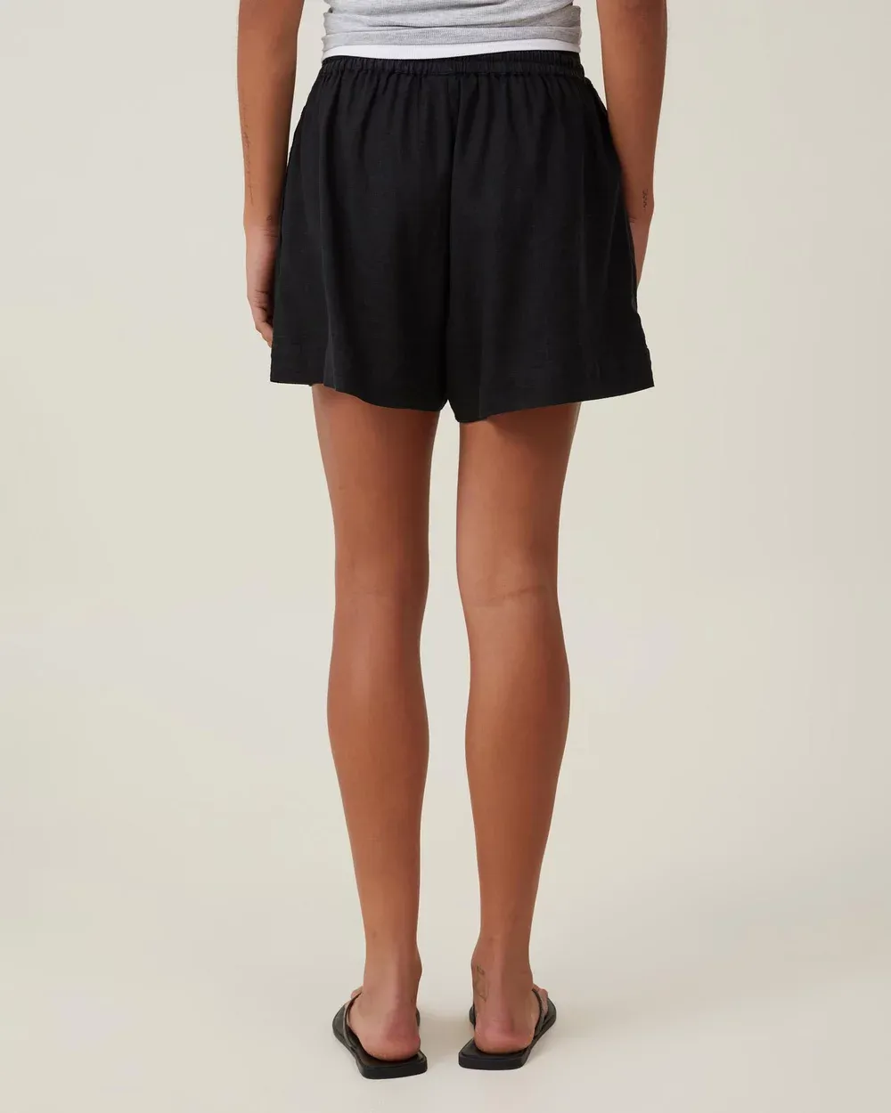 cotton and linen drawstring shorts