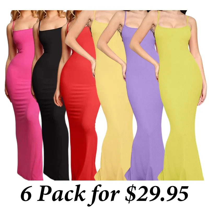 6PACK-Modal Built-In Shapewear Dresses