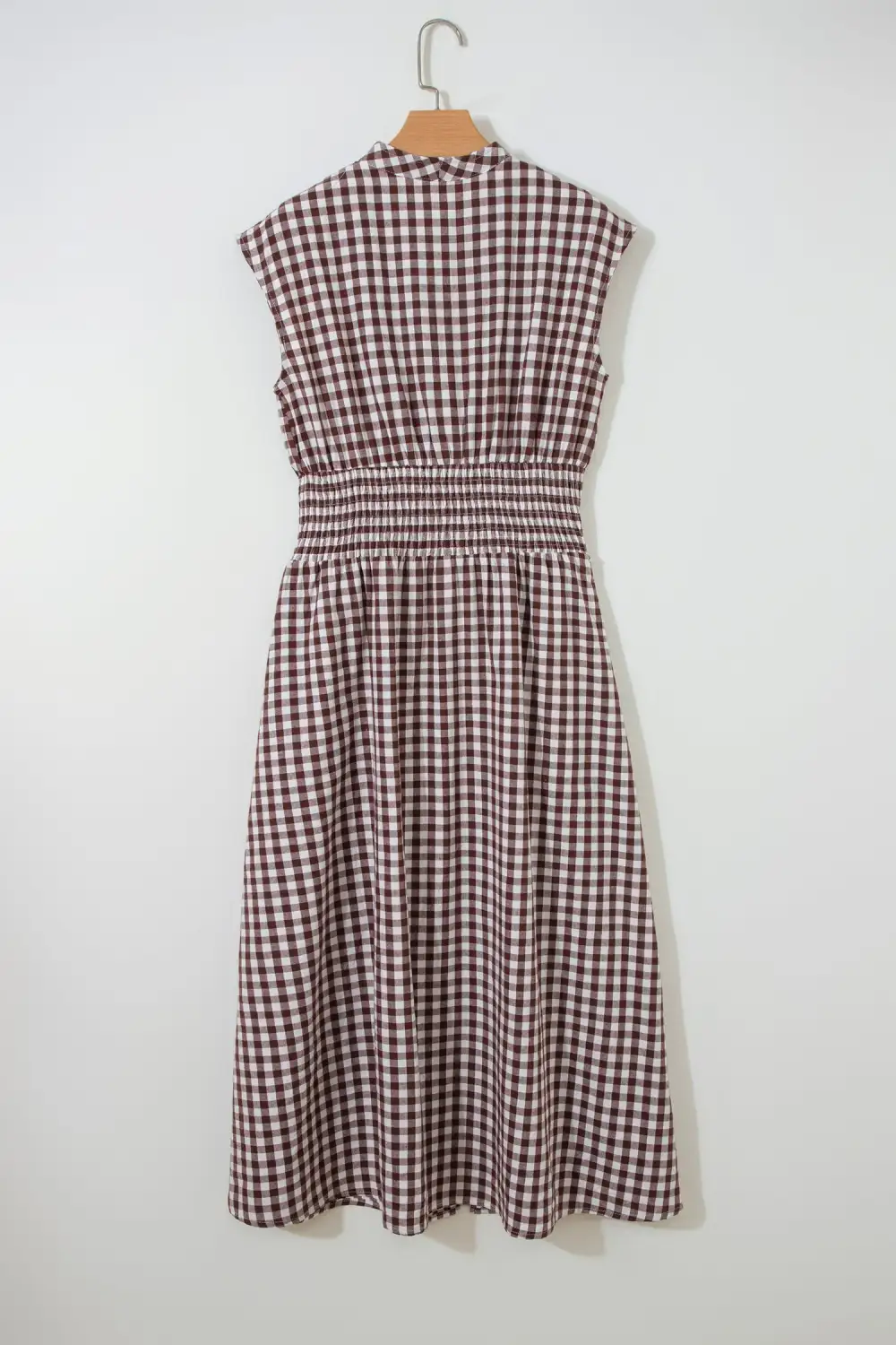 Plaid Printed Zip Front Maxi Dress