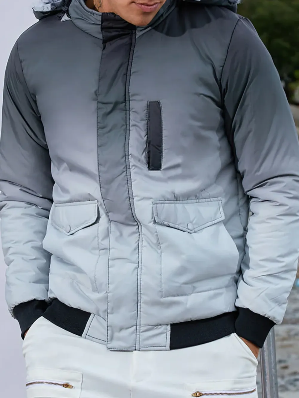 Ombre Effect Hooded Puffer Jacket