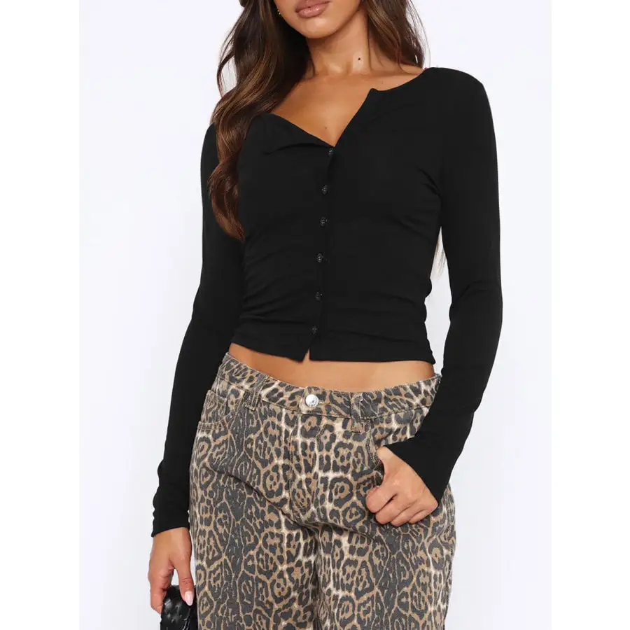 Button Down Long Sleeve Top