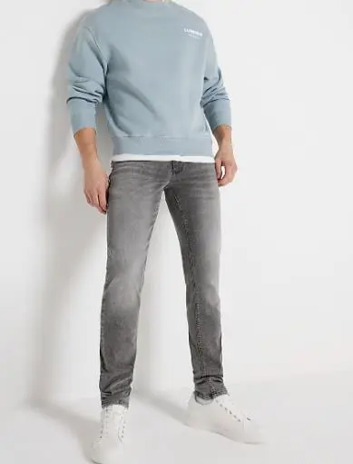 Men's  Grey Bleached Skinny Jeans