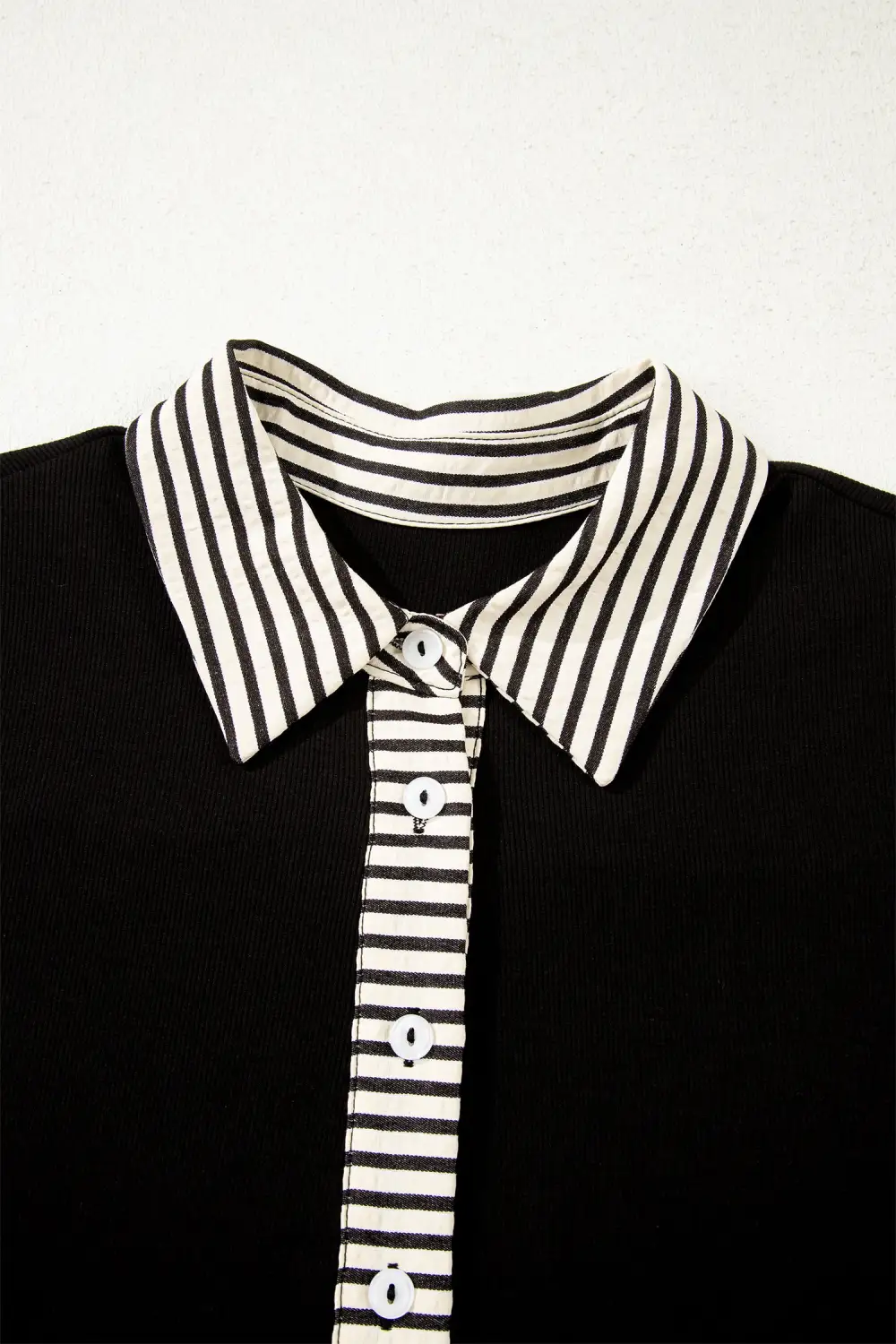 Striped Half Button Short Sleeve Mini Dress