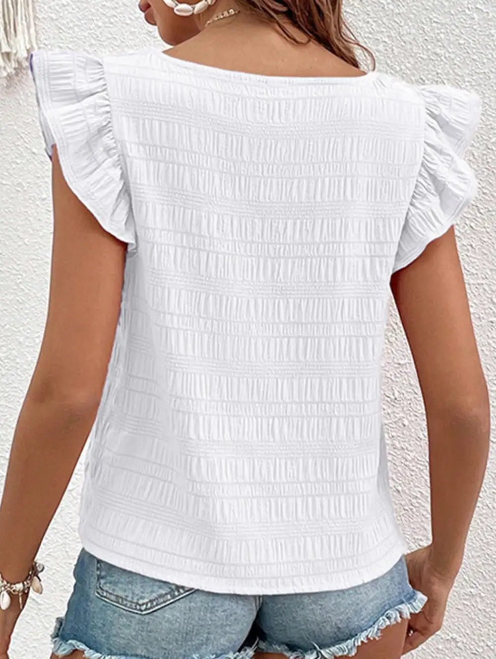 Square Neck Short Sleeves T Shirts Tee