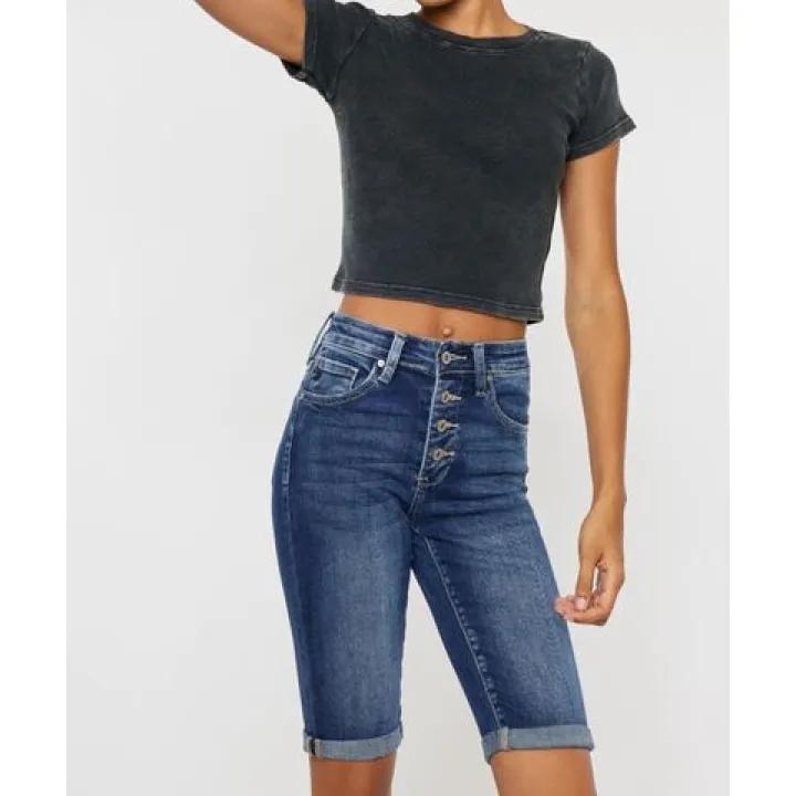 Full Size Cat S Whiskers Button Fly Denim Shorts