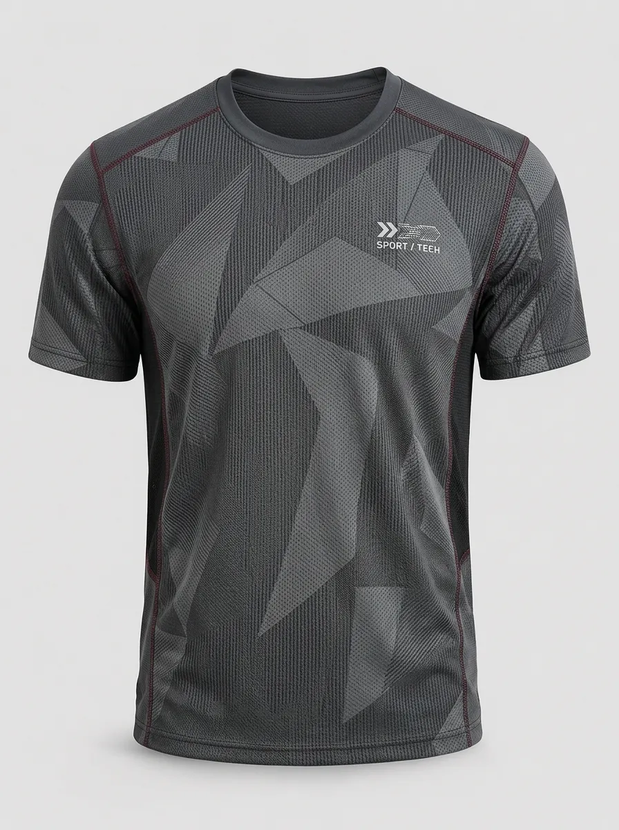 Men's Breathable Sport Geometric Pattern Printed T-shirt