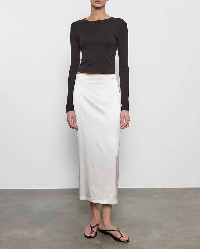 Baby Rib L/S Cropped Top Black