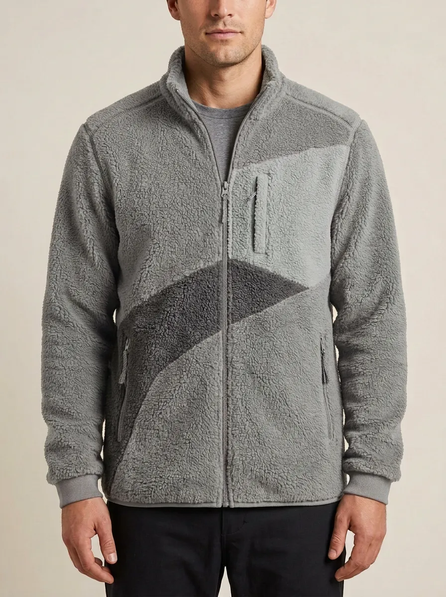 Colorblock Sherpa Fleece Collar Jacket