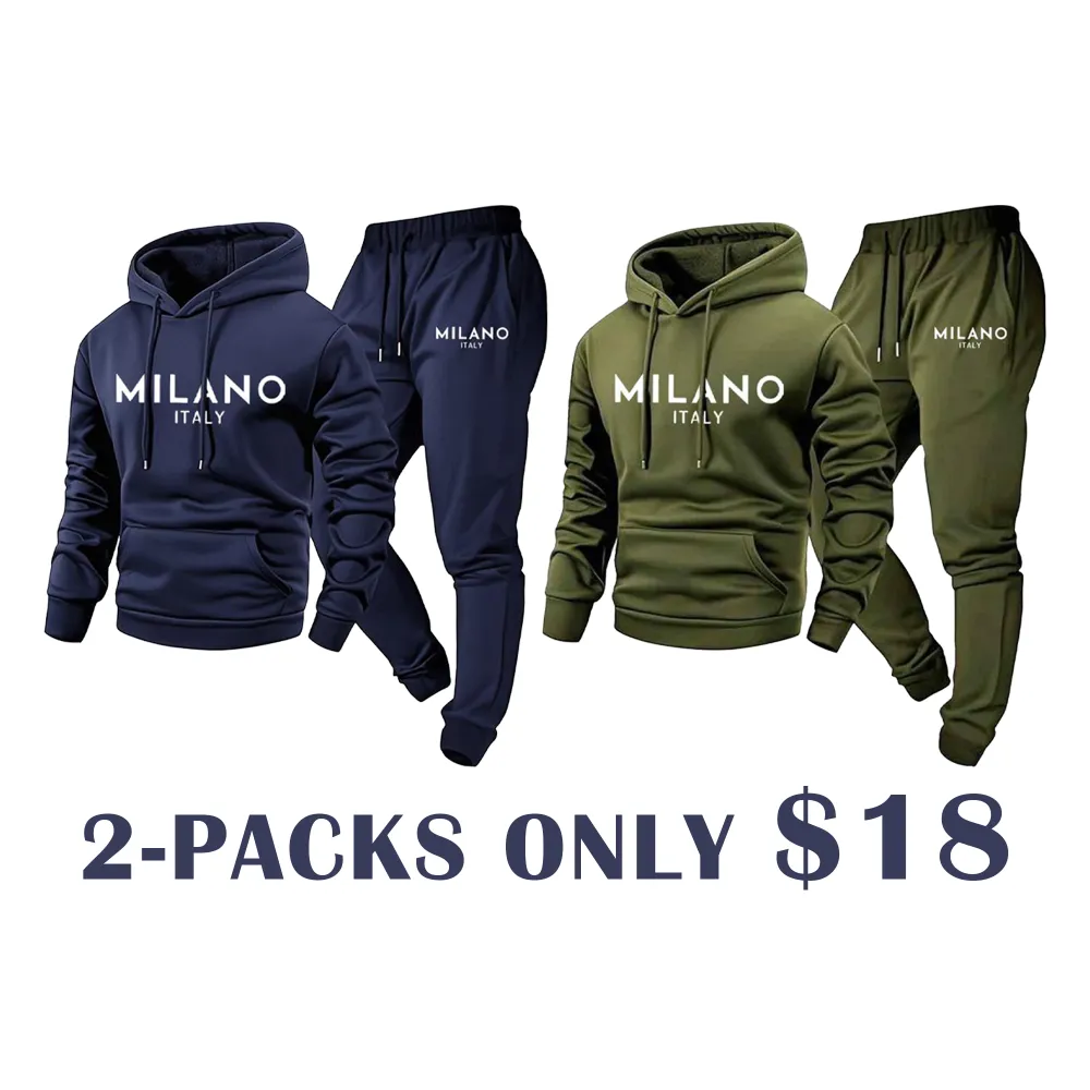 🔥WAREHOUSE SALE-Men's Milano Print Hoodie and Sweatpants Set | Casual Tracksuit for Indoor & Outdoor