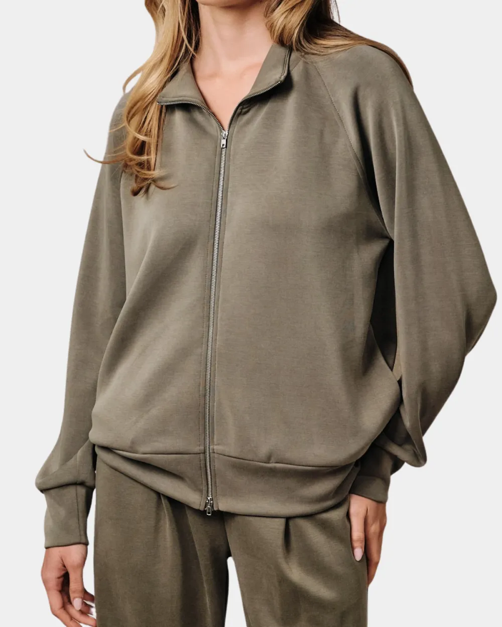 Funnel Neck Zip Front Jacket