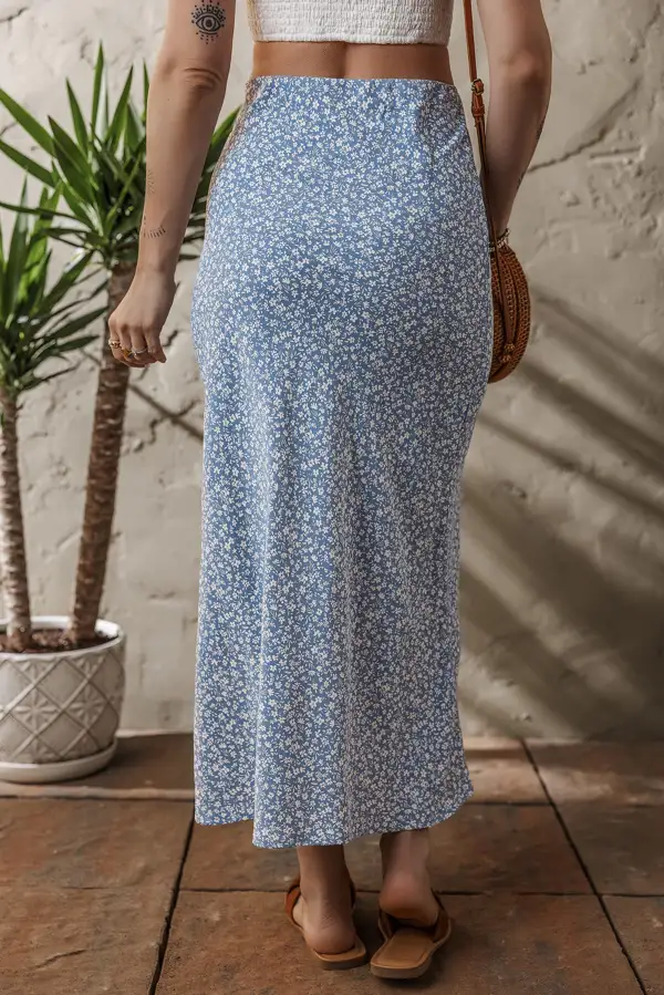 Open Printed Detail Skirt