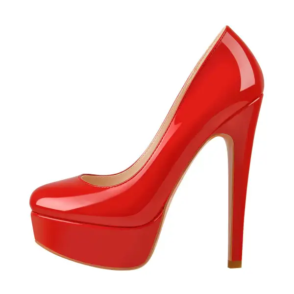 Elegant Patent Finish Round Toe Platform Stiletto Pumps