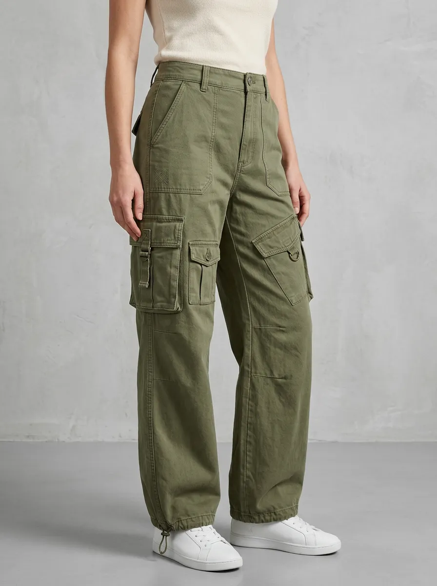 Flexible Utility Style Multi Pocket Look Women's Multi Pocket Cargo Pants
