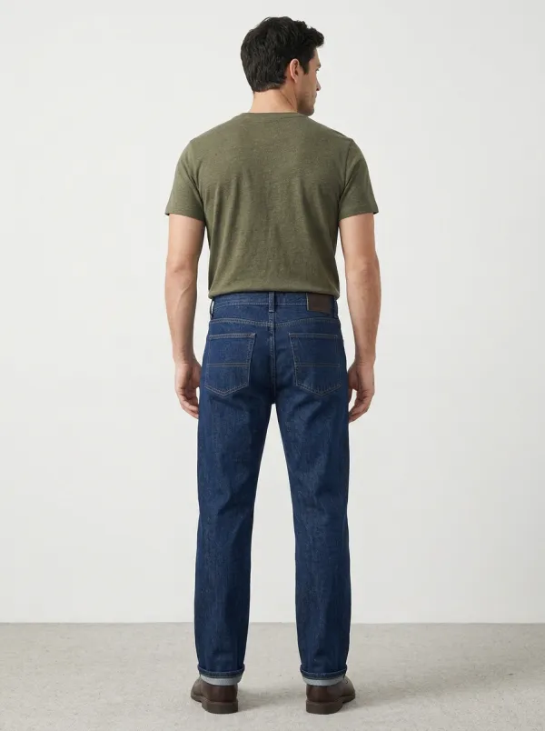 Straight Leg Washed Finish Mountain Graphic Men's Loose Fit Jeans
