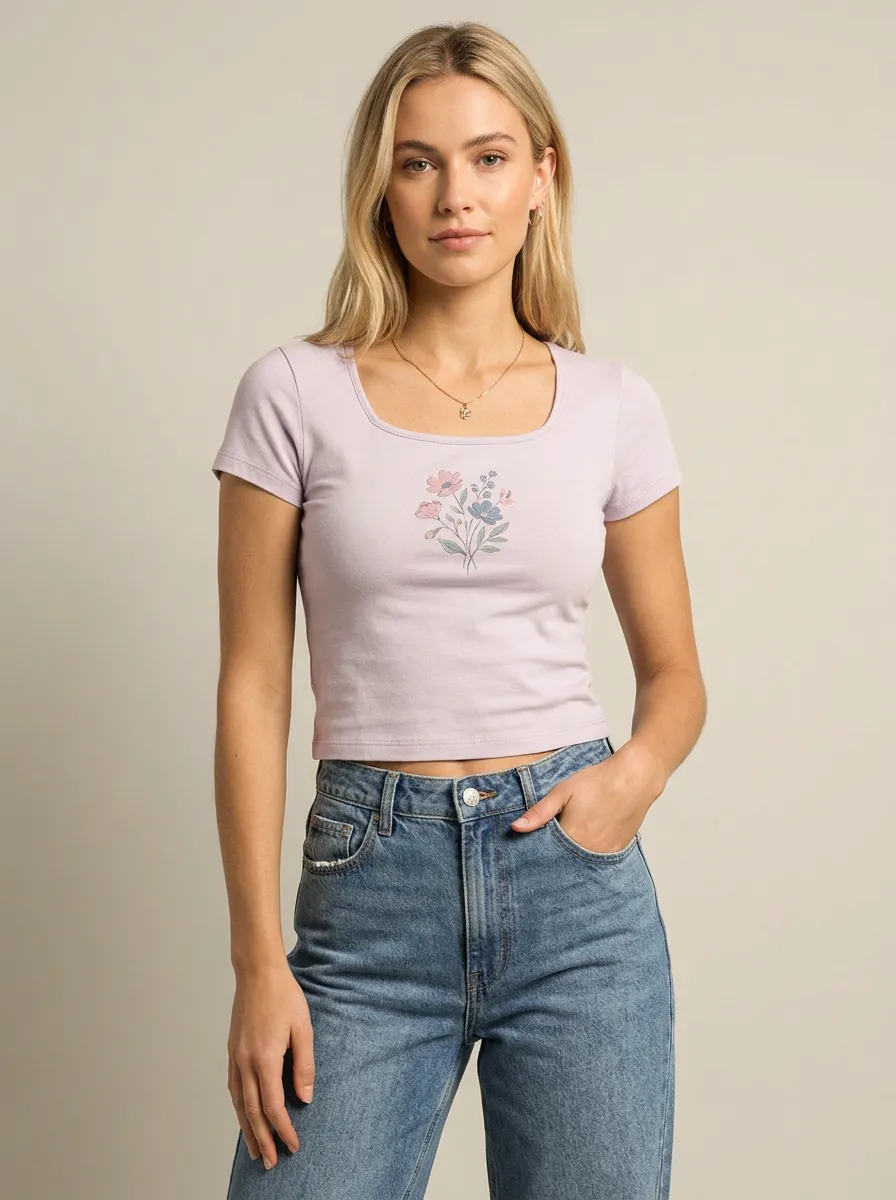 Women's Artful Floral Pastel Flower Bouquet Graphic T-Shirt