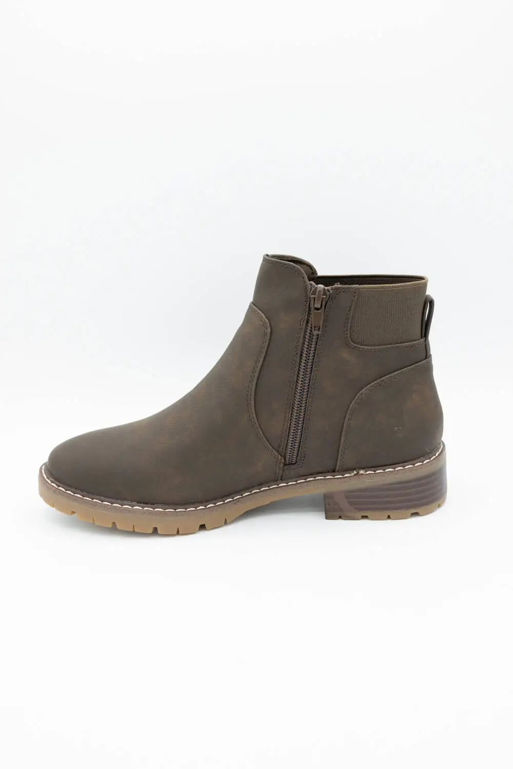 Suede Zip Entry Ankle Bootie