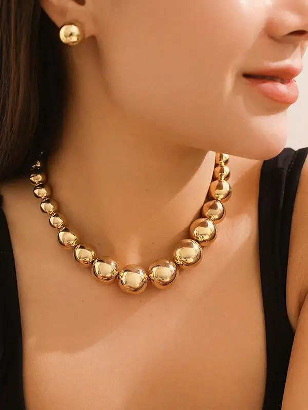 Beaded Dainty Necklace Earring Set