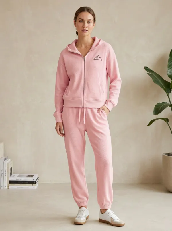 Women's Mountain Hiking Lover Minimalist Printed Hooded Tracksuit