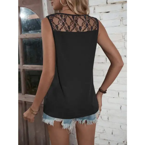Modern Lace Detail V Neck Tank