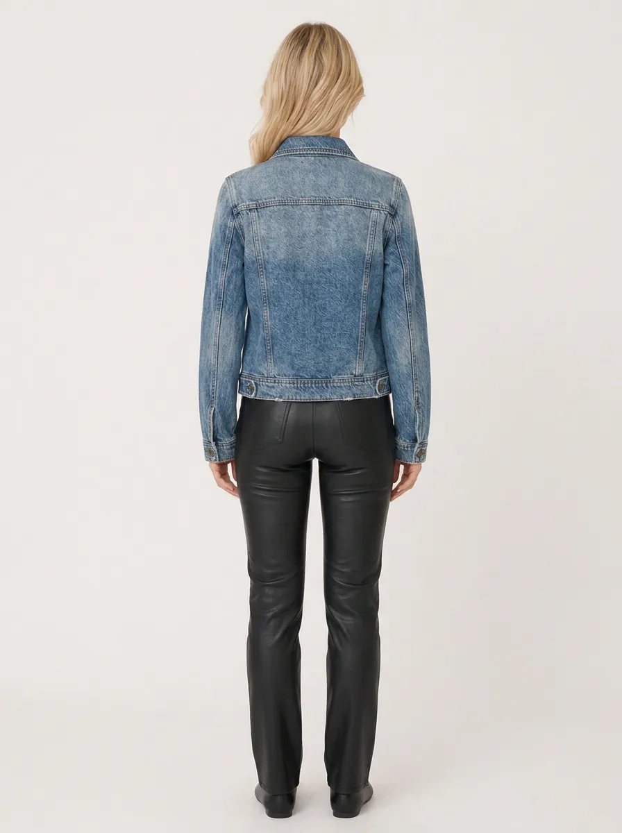 Women's Vintage Wash Distressed Denim Jacket