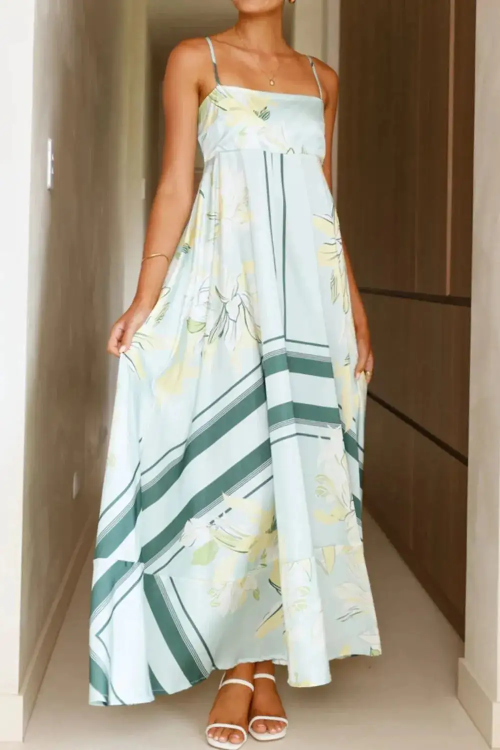 Printed Square Neck Maxi Dress
