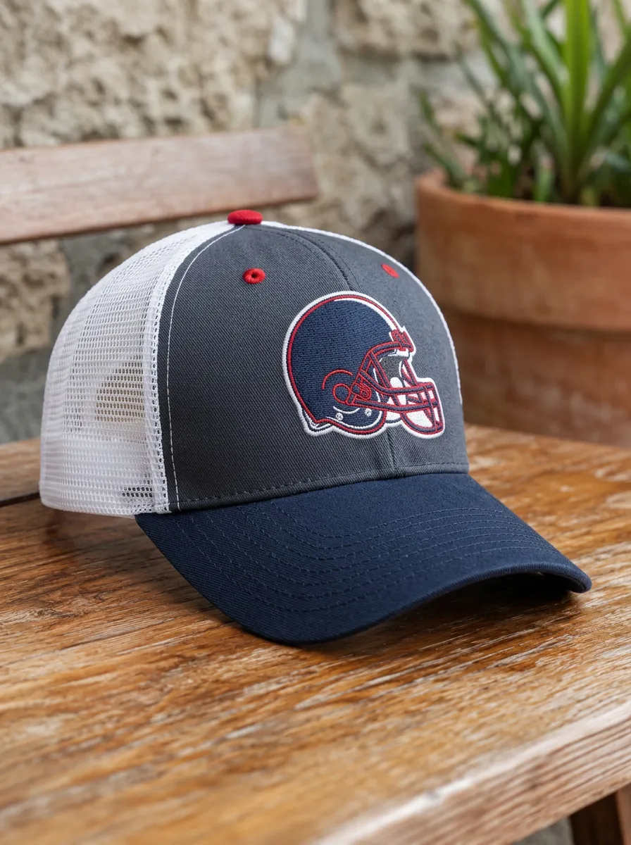 Men's Football Fan American Helmet Printed Mesh Trucker Hat