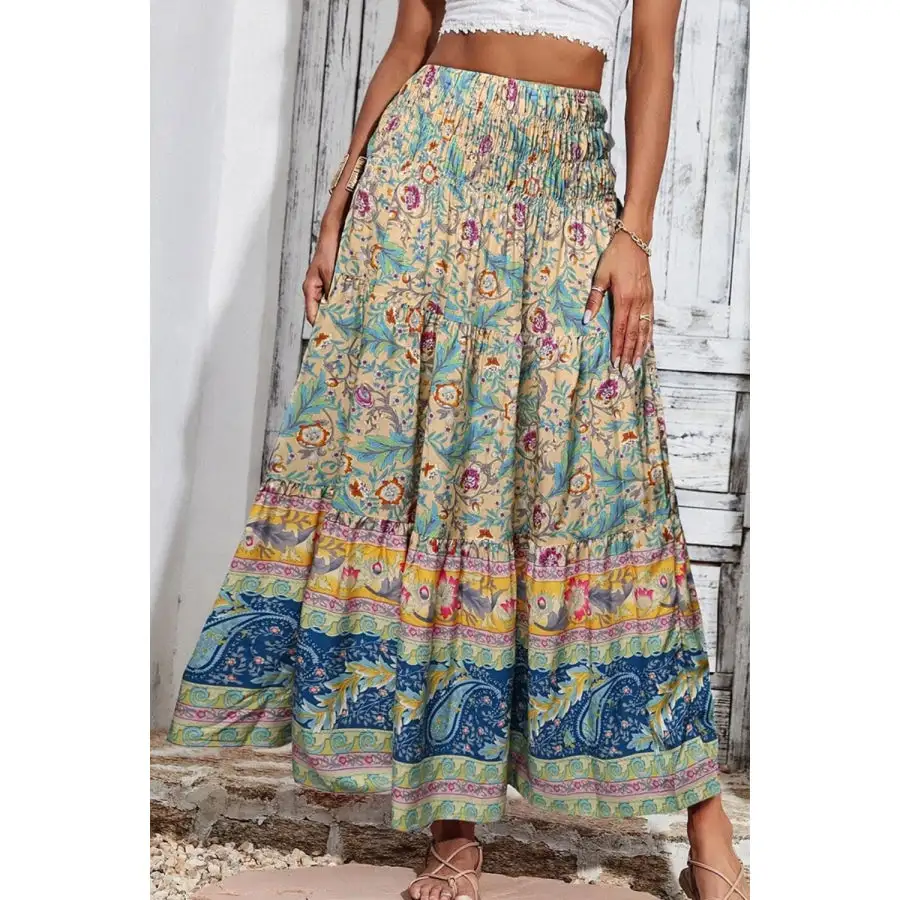 Everyday Printed Elastic Waist Skirt