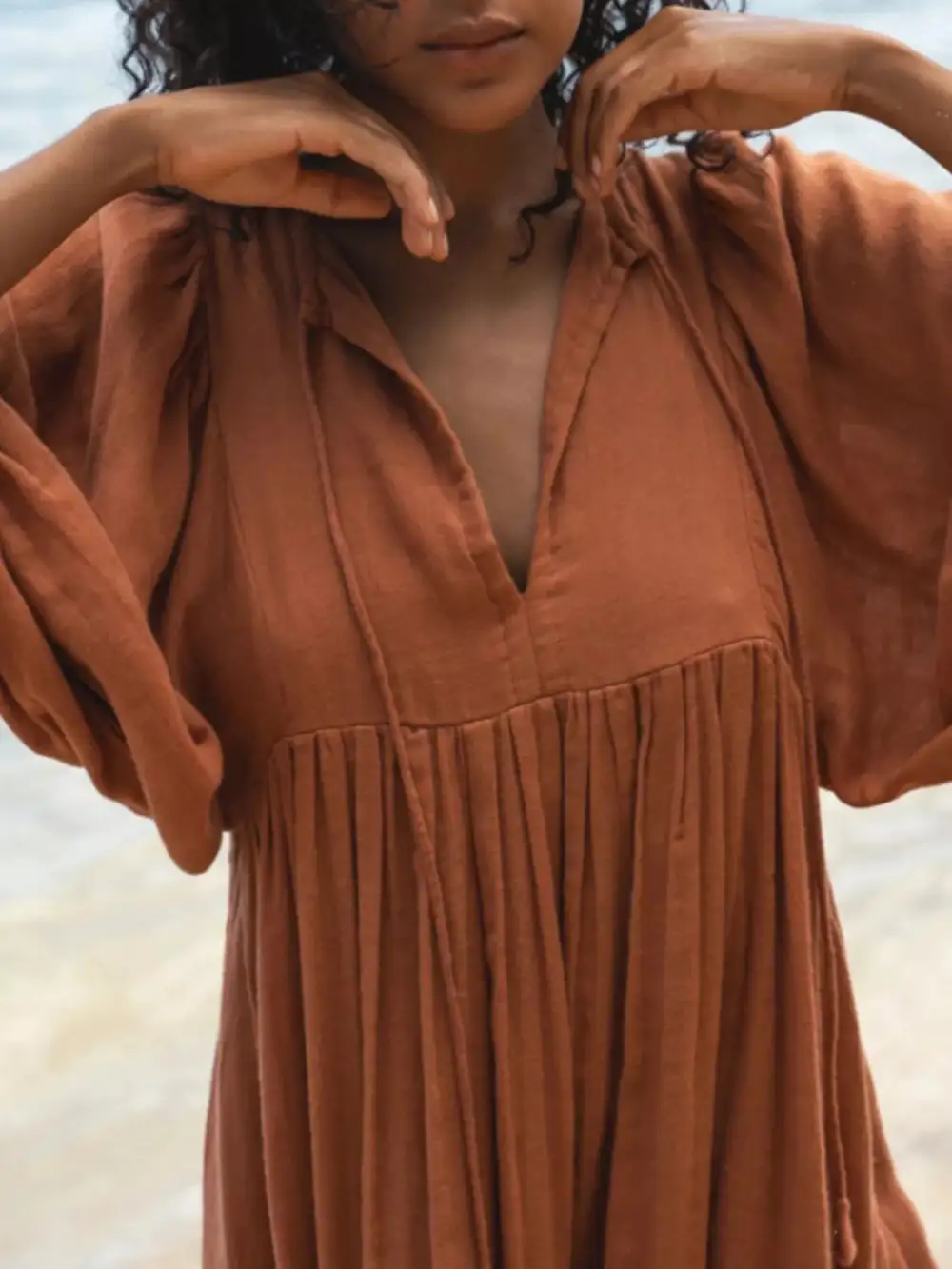 Structured Shape Tie Midi Dress