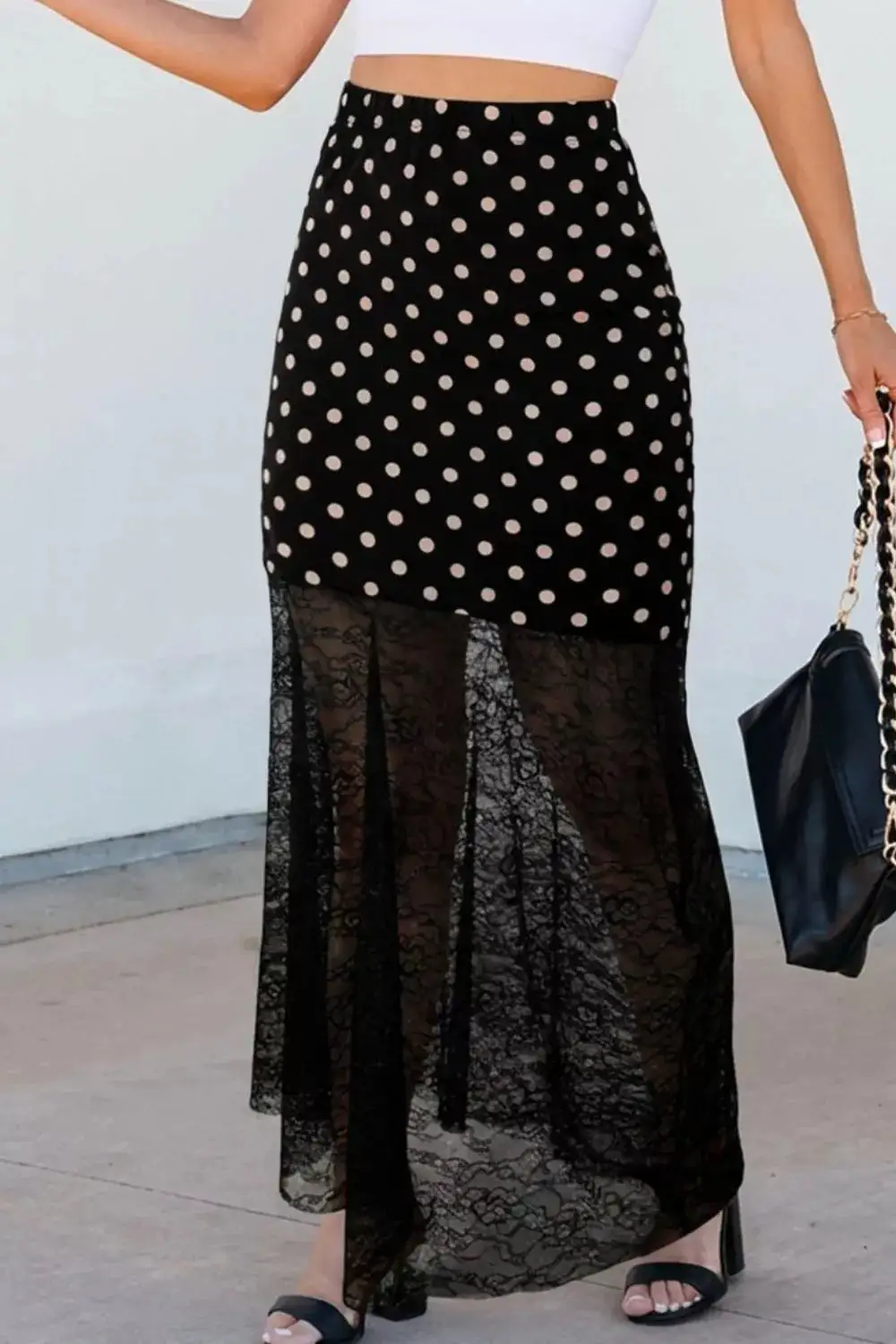 Lace Polka Dot Maxi Skirt