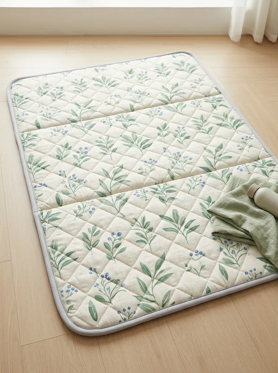 Botanical Nature Lover Blue Berry Leaf Pattern Cooling Mat