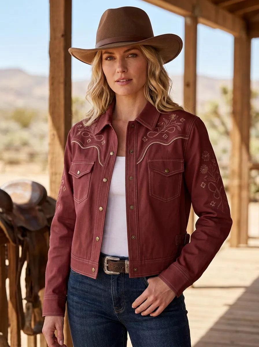 Women's Western Cowgirl Floral Embroidery Floral Embroidered Jacket