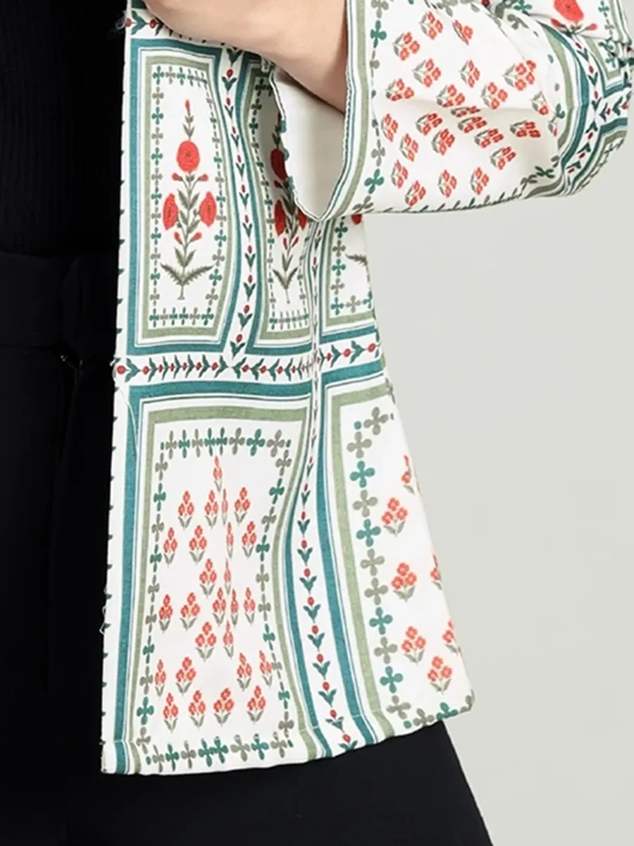 Retro Fashion Checked Art Print Women's Jacket