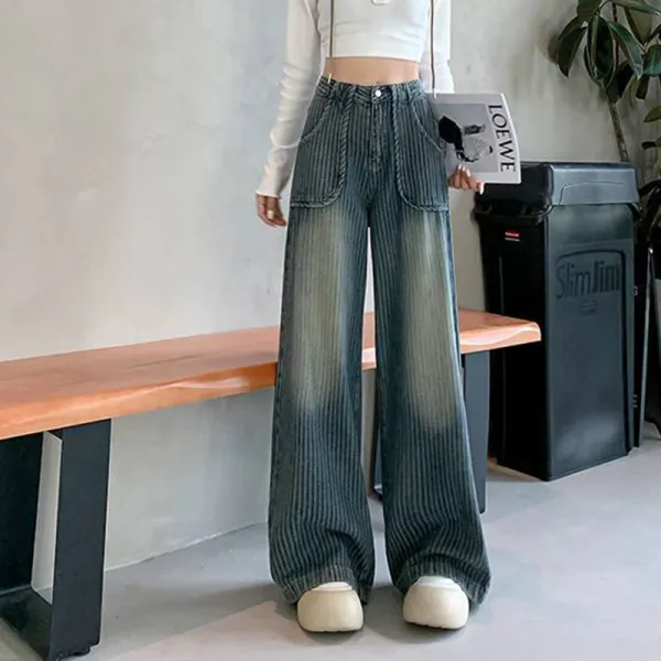 High Waist Distressed Wide Leg Jeans