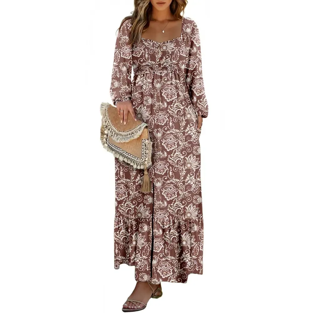 🔥Women's Bohemian FloralLong-Sleeve Dress