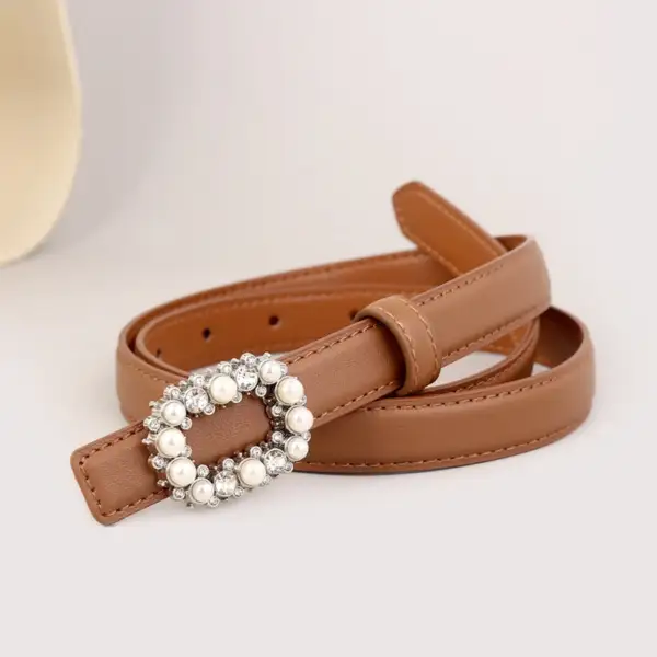 Everyday Pearl Buckle Leather Belt