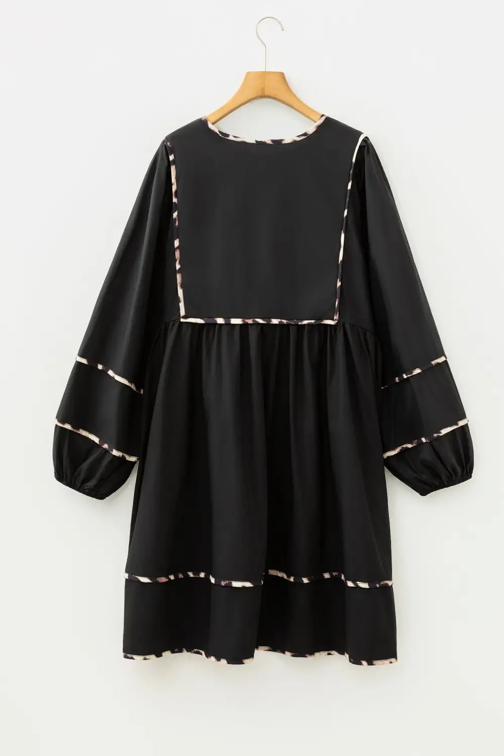 Animal Print Long Sleeve Flared Mini Dress