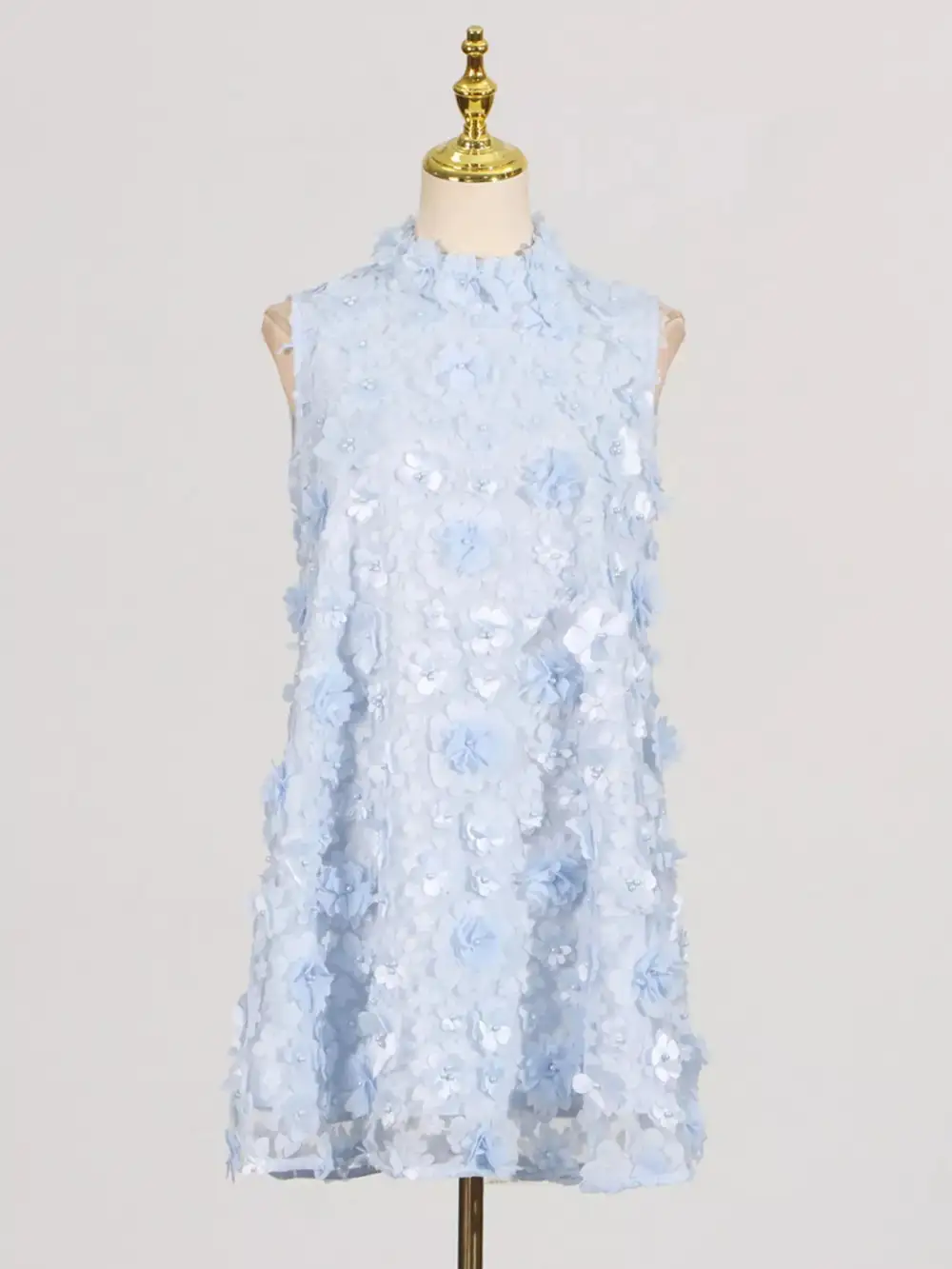 Floral High Neck Sleeveless Mini Dress