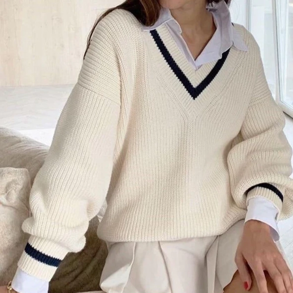 Oversized V-Neck Vintage Sweater