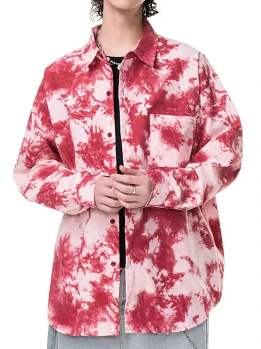 Tie-Dye Oversized Button-Up Shirt