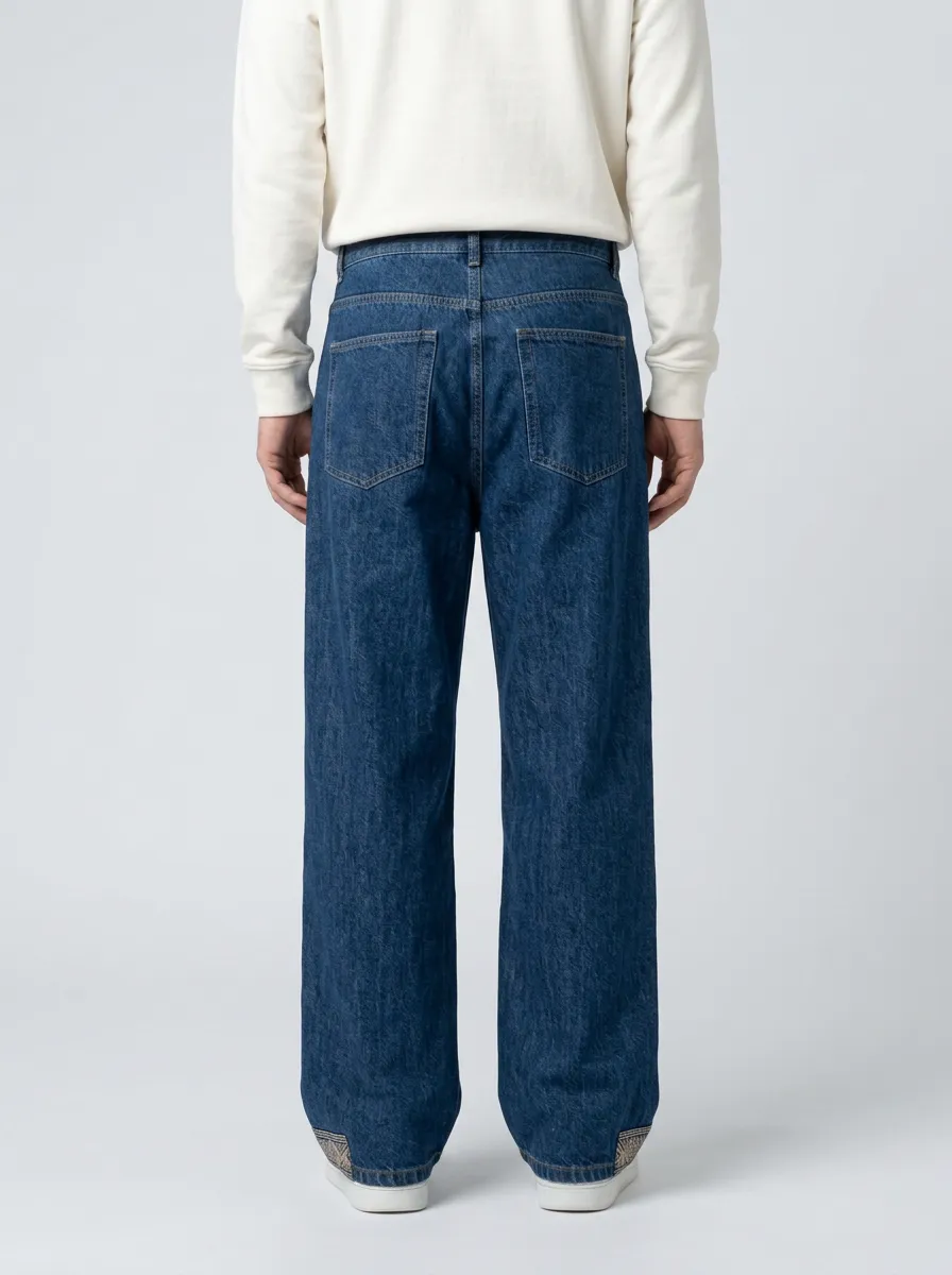 Wide Leg Celestial Graphic Moon Graphic Men's Loose Fit Jeans