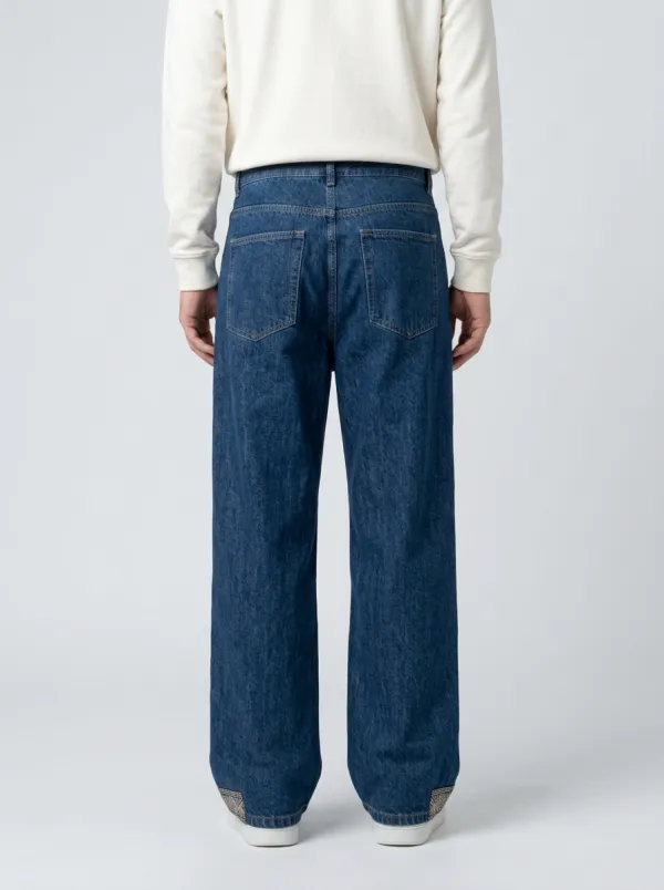 Wide Leg Celestial Graphic Moon Graphic Men's Loose Fit Jeans