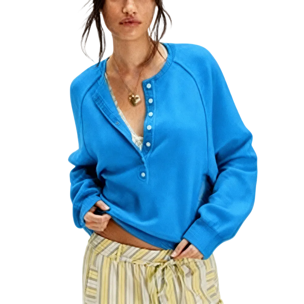 Women's Henley Neck Half-Button Knitting Sweater