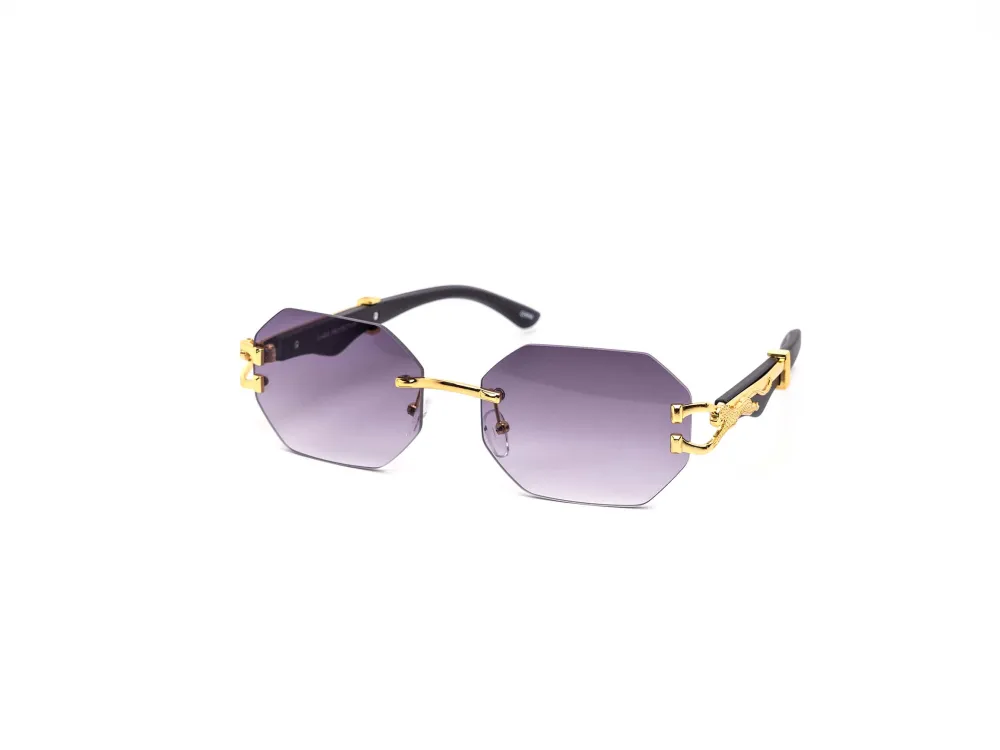 12-Pack Rimless Cat-Eye Gradient Metal Sunglasses