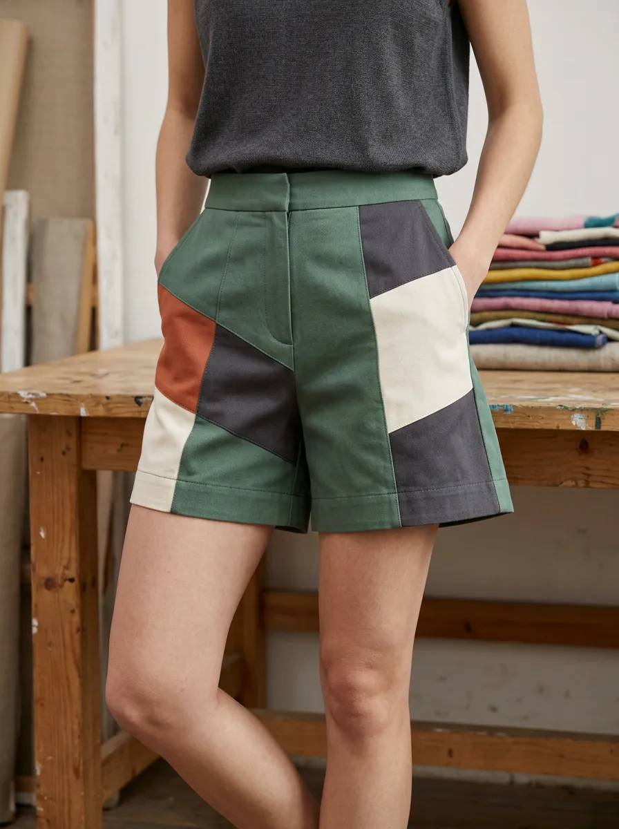 Women's Modern Geometric Colorblock Pattern Printed Shorts