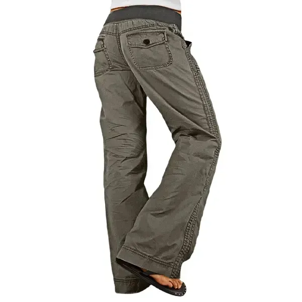 Solid Seam Detail Drawstring Mid Rise Straight Leg Pants High Stretch Fabric Women’s Wear Minimalist Fit Basic Style Multiple Colors