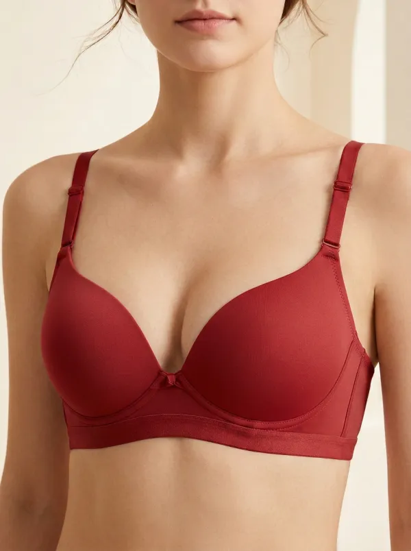 Women's Solid Pink Minimalist Seamless Printed Bra Top