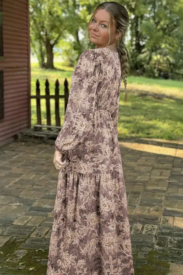 Finish Floral Printed Smocked Maxi Dress