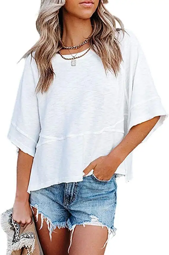 Women's Comfortable Slouchy Short Sleeve T-Shirts - Breathable & Roomy