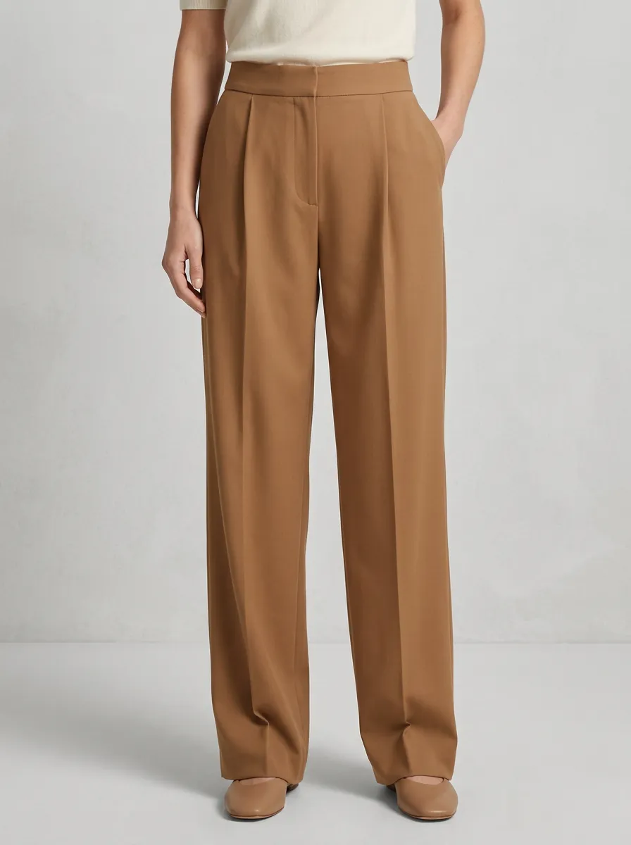Office Texture Pleated Wide-Leg Trousers